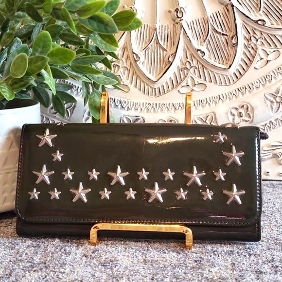 Jimmy Choo Handbags - Jimmy Choo Silver Stars Army Grey Pattent Leather Snap Wallet